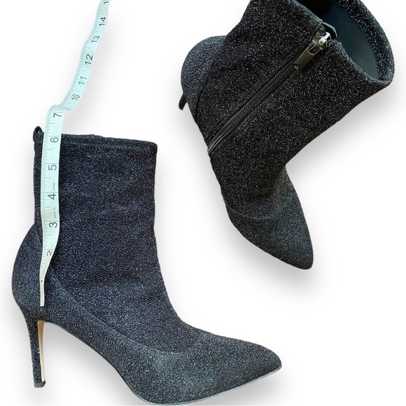 SAM Edelman Olson Black Sparkle Pointed Toe Stretch Heeled Booties | Size 9 - Picture 12 of 16